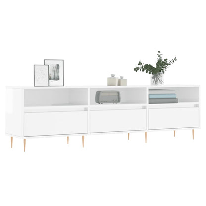 Tv-Meubel 50X30X44,5 Cm Bewerkt Hout Hoogglans wit
