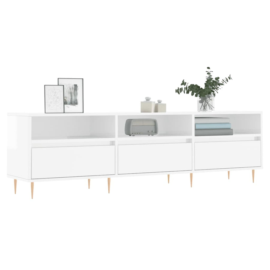 Tv-Meubel 50X30X44,5 Cm Bewerkt Hout Hoogglans wit