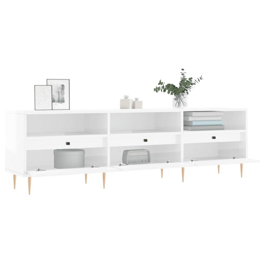Tv-Meubel 50X30X44,5 Cm Bewerkt Hout Hoogglans wit