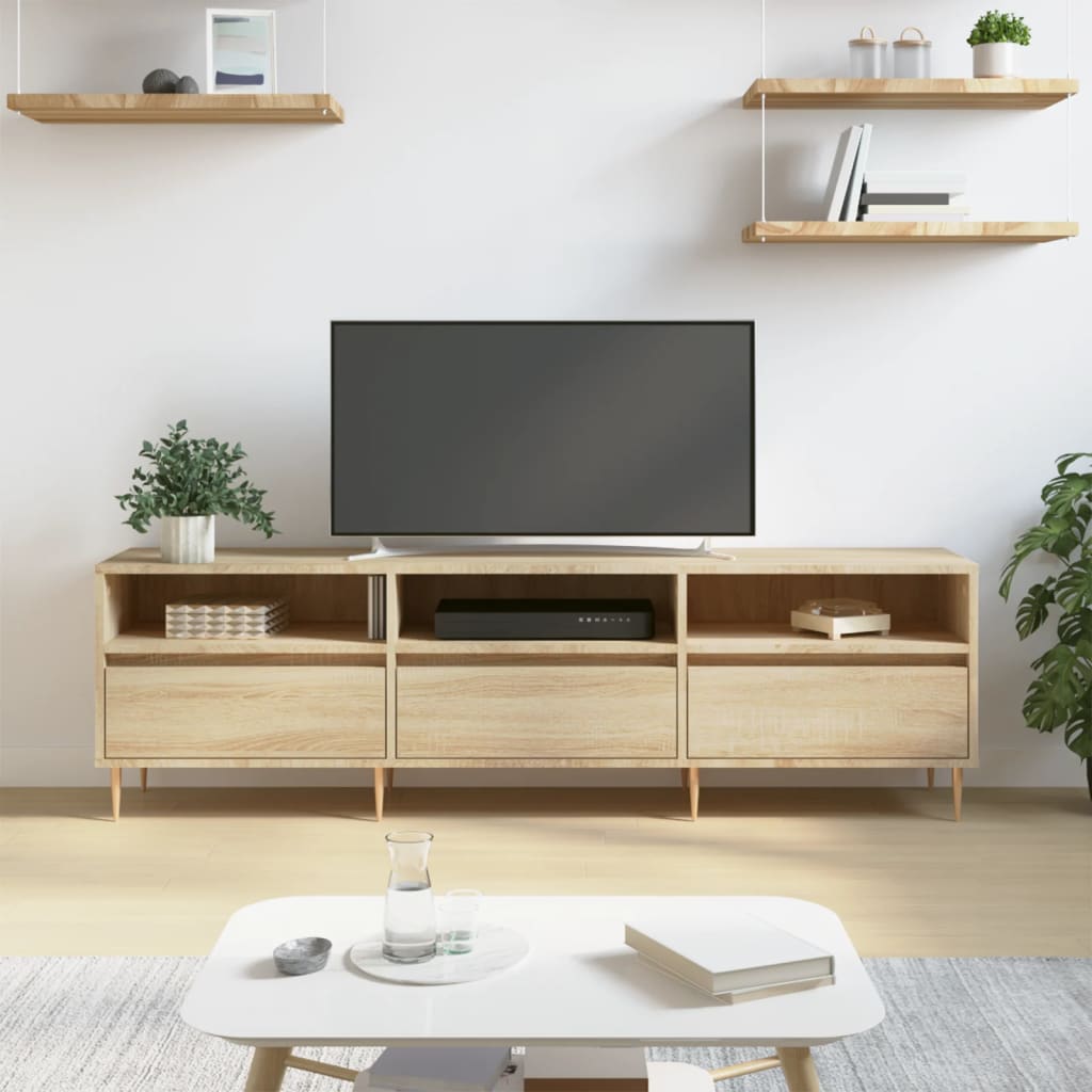Tv-Meubel 150X30X44,5 Cm Bewerkt Hout Sonoma Eikenkleurig
