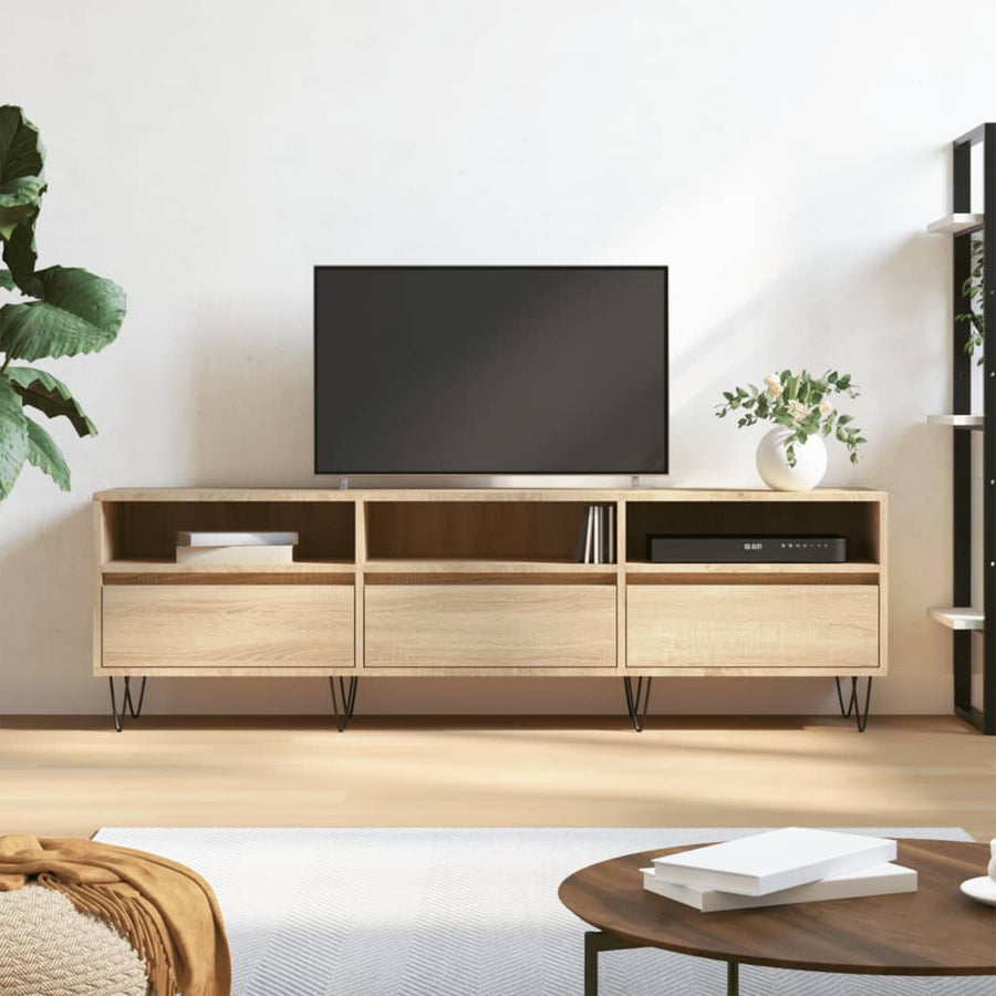 Tv-Meubel 150X30X44,5 Cm Bewerkt Hout Sonoma Eikenkleurig