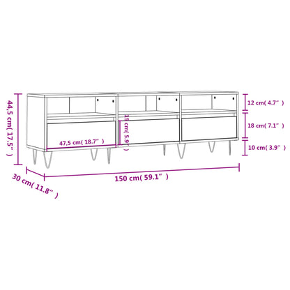 Tv-Meubel 50X30X44,5 Cm Bewerkt Hout Betongrijs