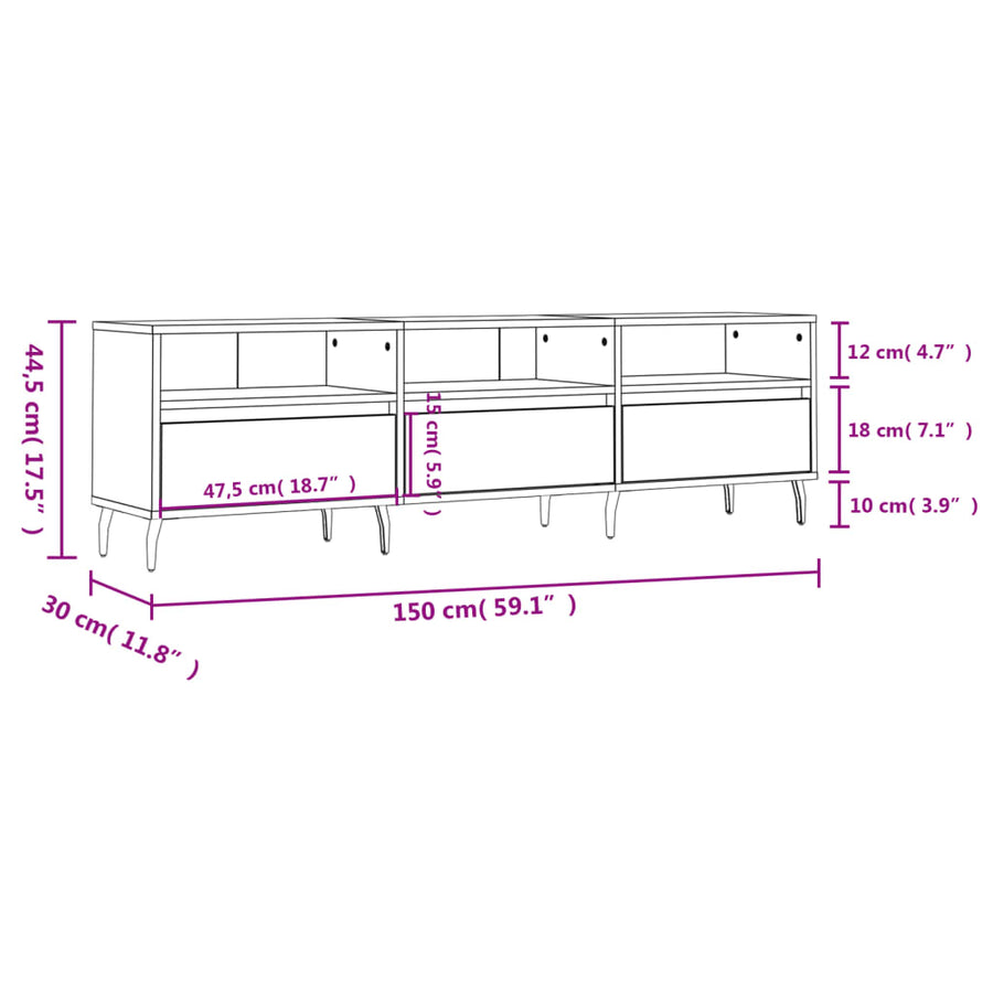Tv-Meubel 50X30X44,5 Cm Bewerkt Hout Kleurig Sonoma eiken