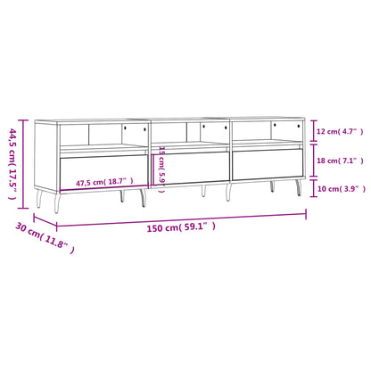 Tv-Meubel 50X30X44,5 Cm Bewerkt Hout Eikenkleurig Grijs sonoma
