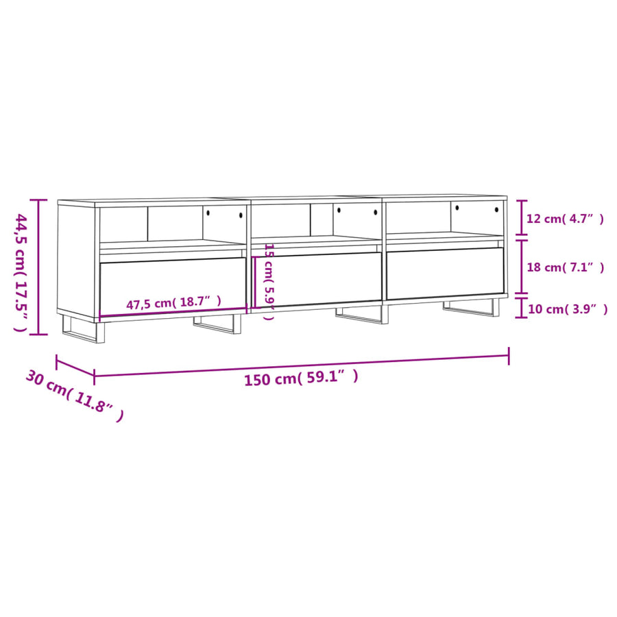 Tv-Meubel 50X30X44,5 Cm Bewerkt Hout Kleurig Gerookt eiken