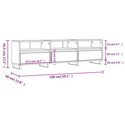 Tv-Meubel 50X30X44,5 Cm Bewerkt Hout Eikenkleurig Grijs sonoma