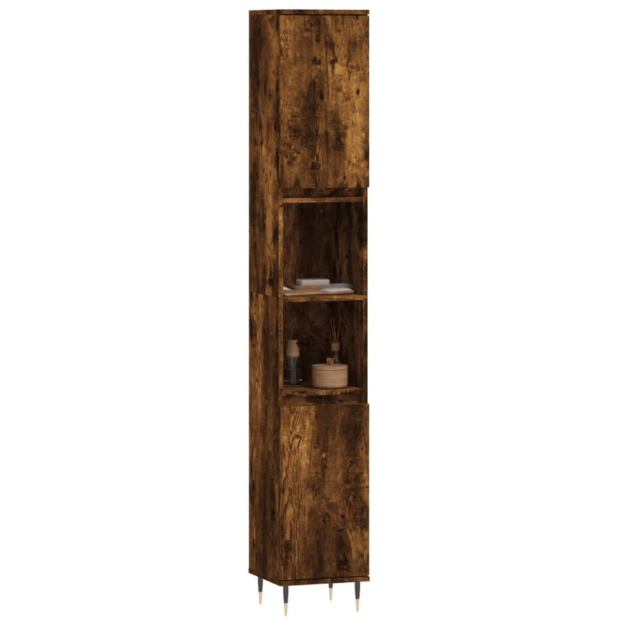 Badkamerkast 30X30X90 Cm Bewerkt Hout Kleurig Gerookt eiken