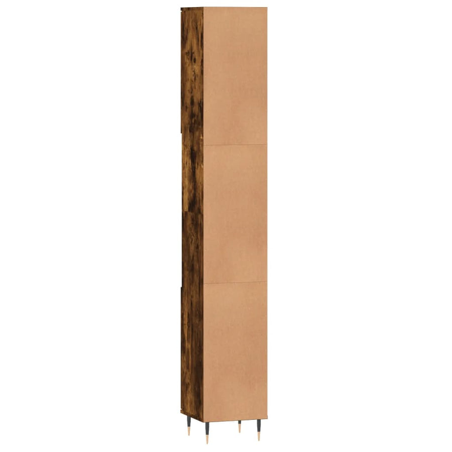 Badkamerkast 30X30X90 Cm Bewerkt Hout Kleurig Gerookt eiken