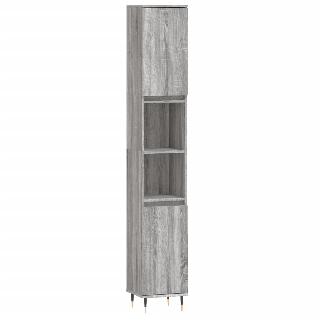 Badkamerkast 30X30X90 Cm Bewerkt Hout Eikenkleur Grijs sonoma