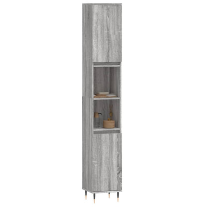 Badkamerkast 30X30X90 Cm Bewerkt Hout Eikenkleur Grijs sonoma