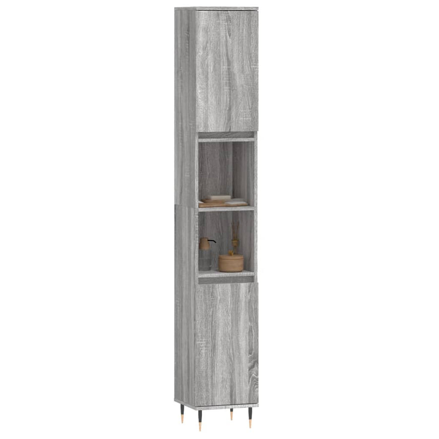 Badkamerkast 30X30X90 Cm Bewerkt Hout Eikenkleur Grijs sonoma