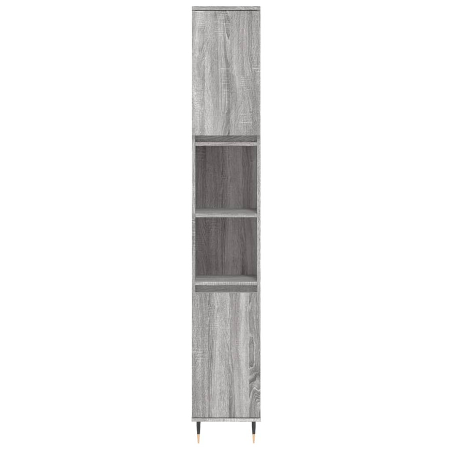 Badkamerkast 30X30X90 Cm Bewerkt Hout Eikenkleur Grijs sonoma