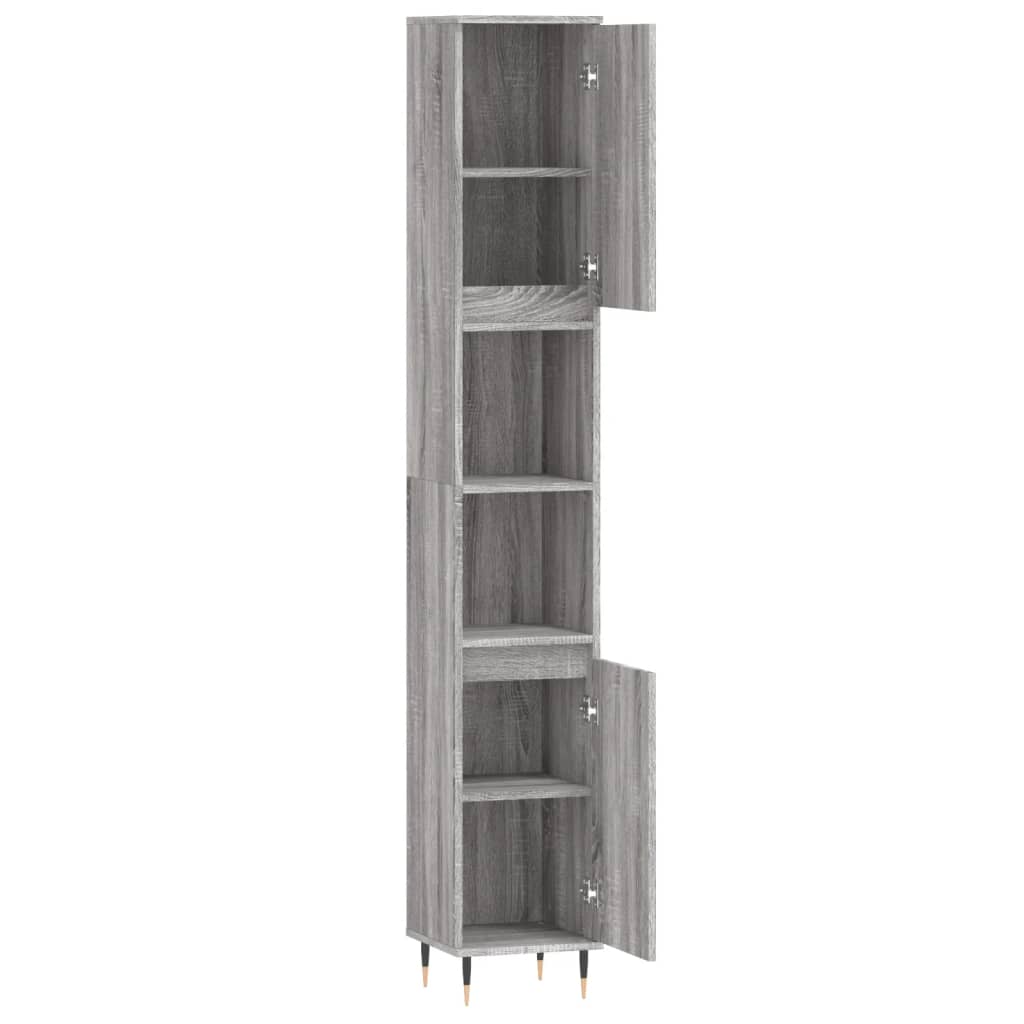 Badkamerkast 30X30X90 Cm Bewerkt Hout Eikenkleur Grijs sonoma