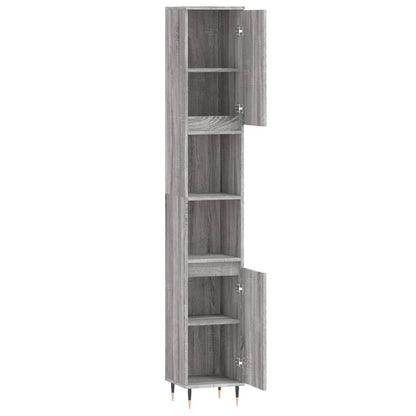 Badkamerkast 30X30X90 Cm Bewerkt Hout Eikenkleur Grijs sonoma