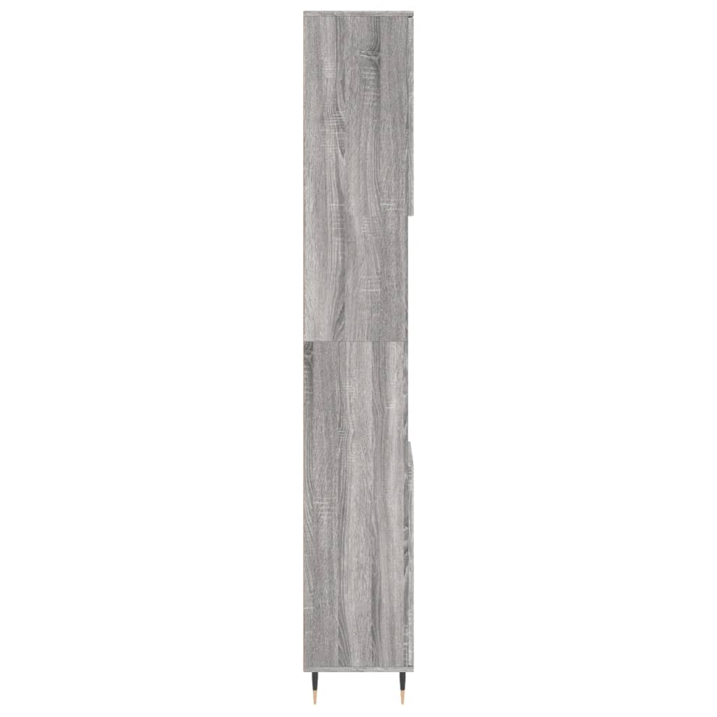 Badkamerkast 30X30X90 Cm Bewerkt Hout Eikenkleur Grijs sonoma