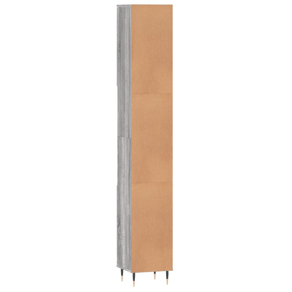Badkamerkast 30X30X90 Cm Bewerkt Hout Eikenkleur Grijs sonoma