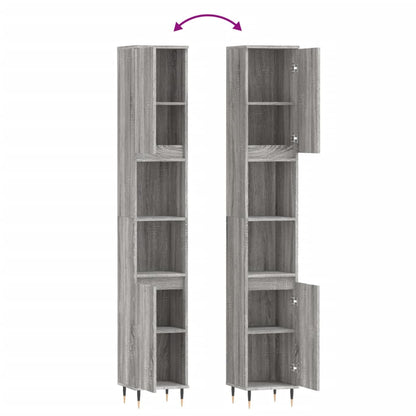 Badkamerkast 30X30X90 Cm Bewerkt Hout Eikenkleur Grijs sonoma