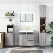 Badkamerkast 30x30x190 cm bewerkt hout grijs