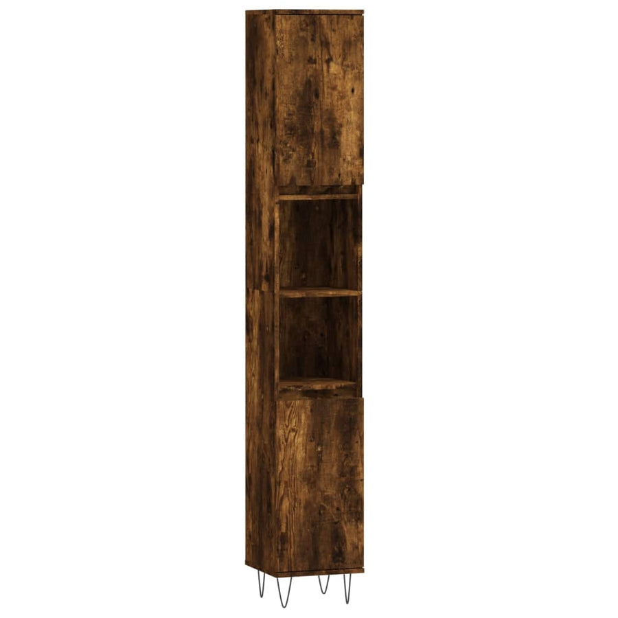 Badkamerkast 30X30X90 Cm Bewerkt Hout Kleurig Gerookt eiken