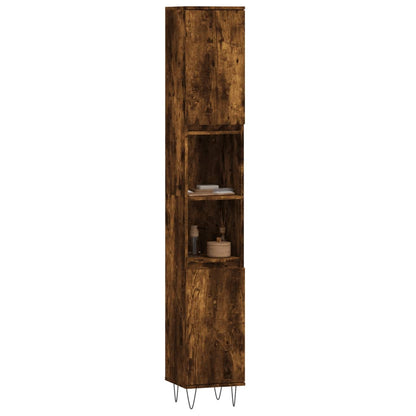 Badkamerkast 30X30X90 Cm Bewerkt Hout Kleurig Gerookt eiken