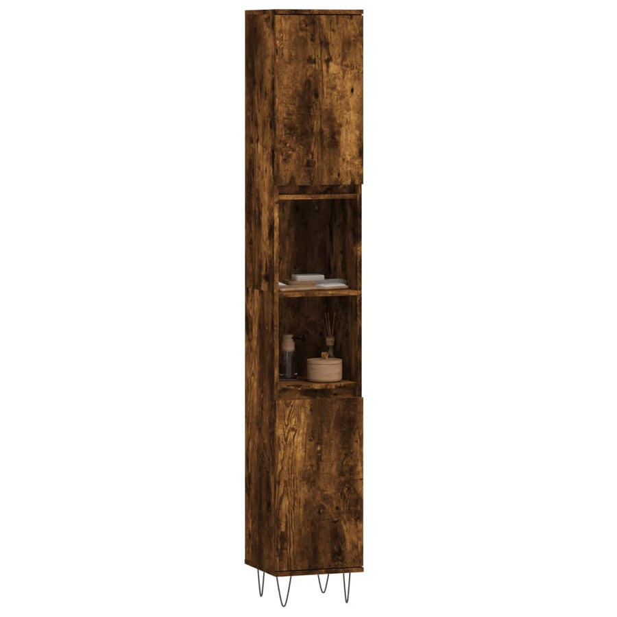 Badkamerkast 30X30X90 Cm Bewerkt Hout Kleurig Gerookt eiken