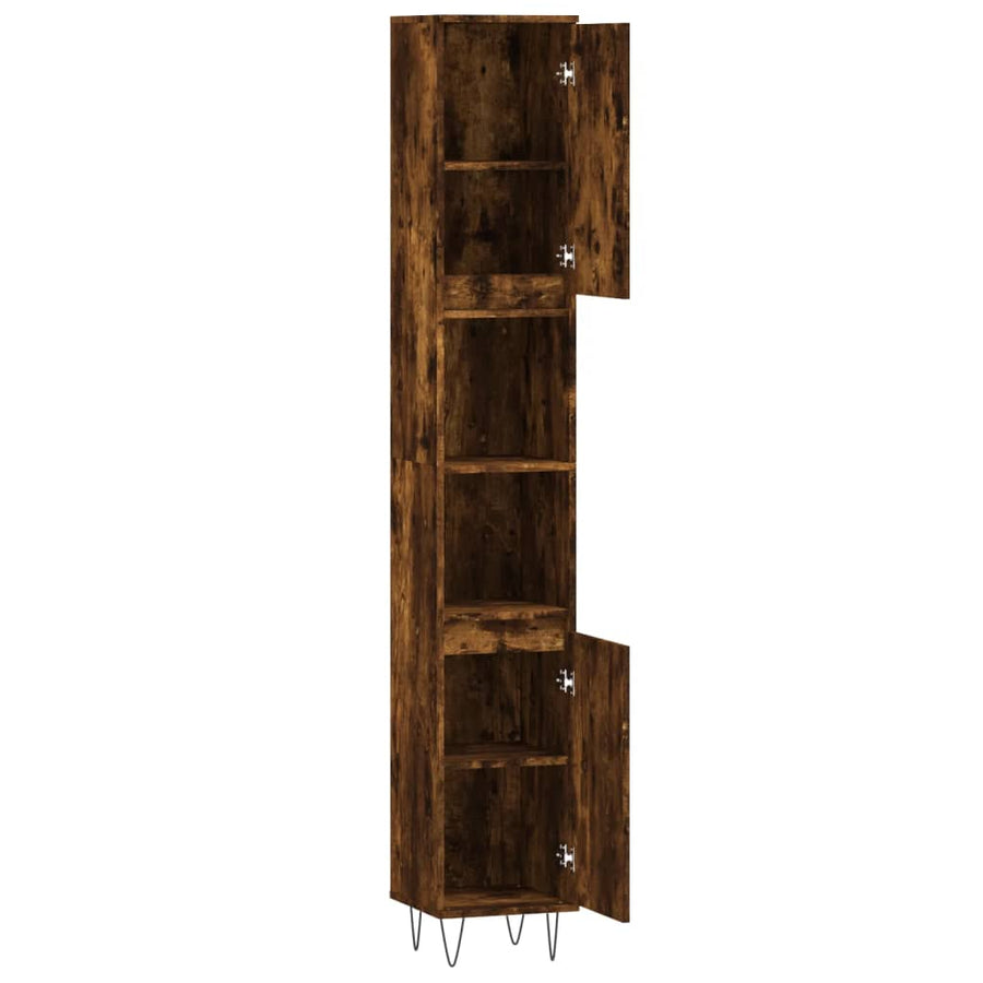 Badkamerkast 30X30X90 Cm Bewerkt Hout Kleurig Gerookt eiken