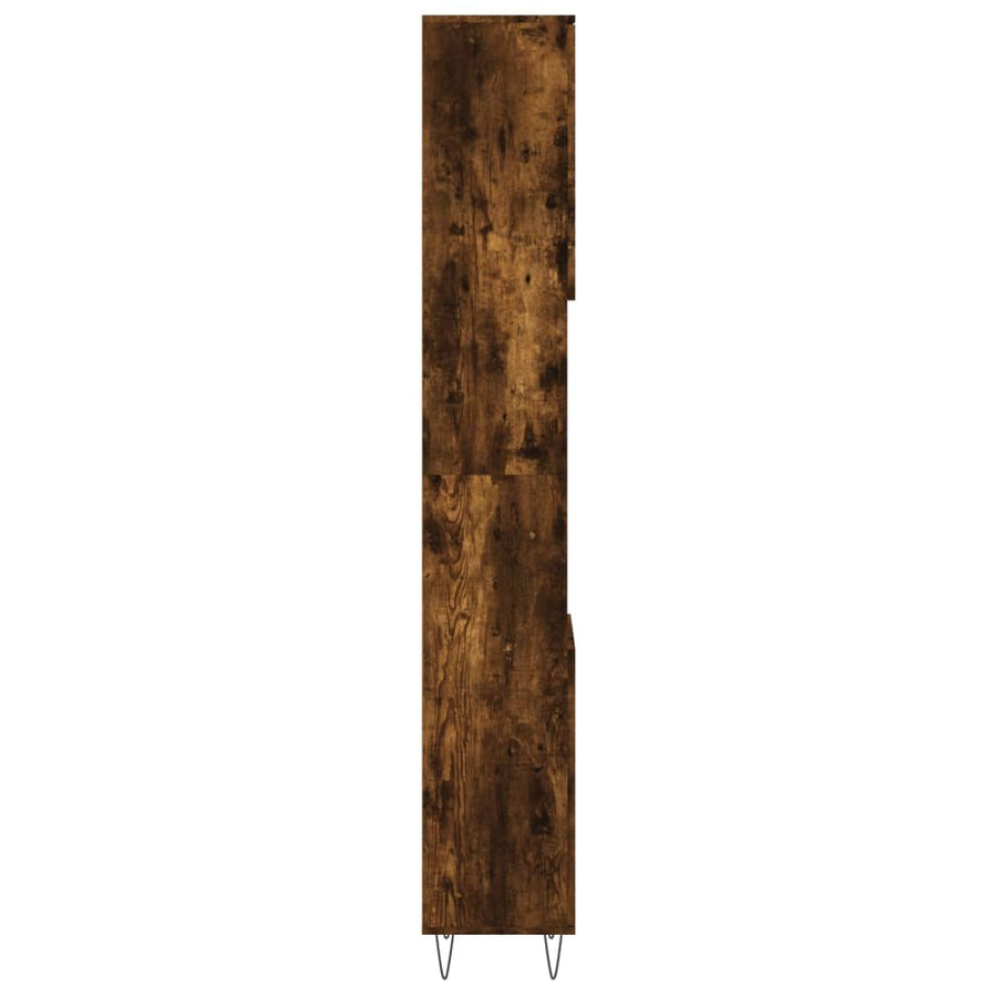 Badkamerkast 30X30X90 Cm Bewerkt Hout Kleurig Gerookt eiken
