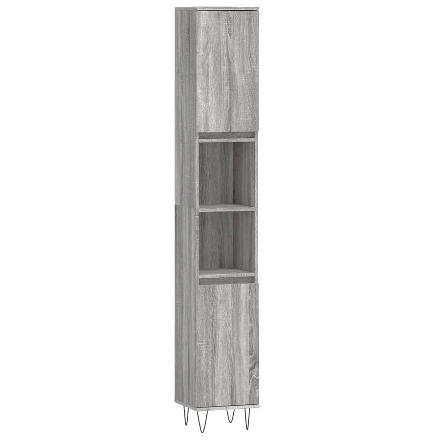 Badkamerkast 30X30X90 Cm Bewerkt Hout Eikenkleur Grijs sonoma