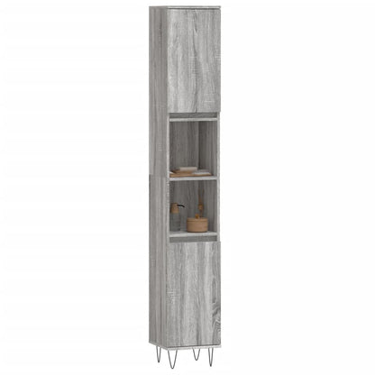 Badkamerkast 30X30X90 Cm Bewerkt Hout Eikenkleur Grijs sonoma