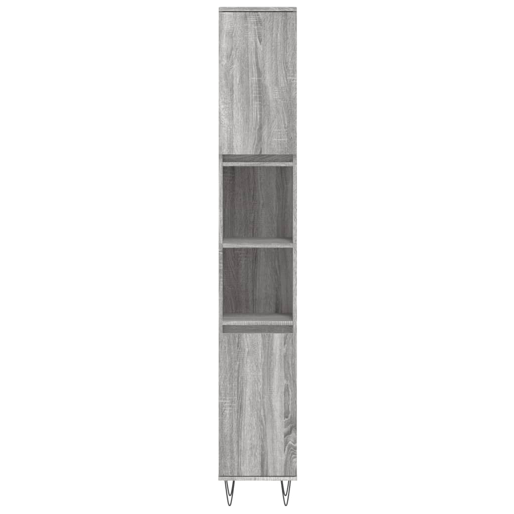 Badkamerkast 30X30X90 Cm Bewerkt Hout Eikenkleur Grijs sonoma