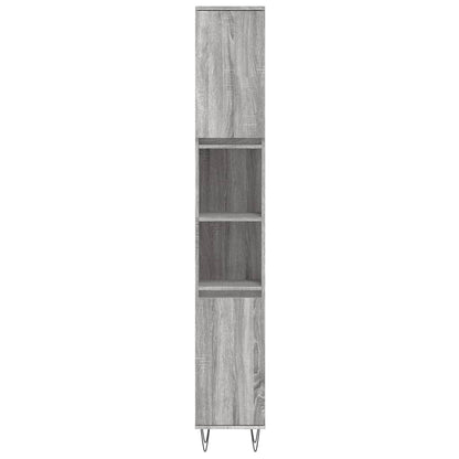 Badkamerkast 30X30X90 Cm Bewerkt Hout Eikenkleur Grijs sonoma