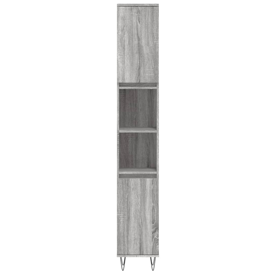 Badkamerkast 30X30X90 Cm Bewerkt Hout Eikenkleur Grijs sonoma