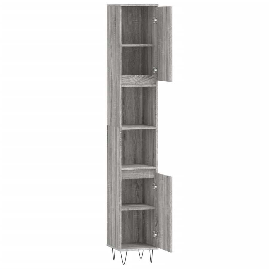 Badkamerkast 30X30X90 Cm Bewerkt Hout Eikenkleur Grijs sonoma