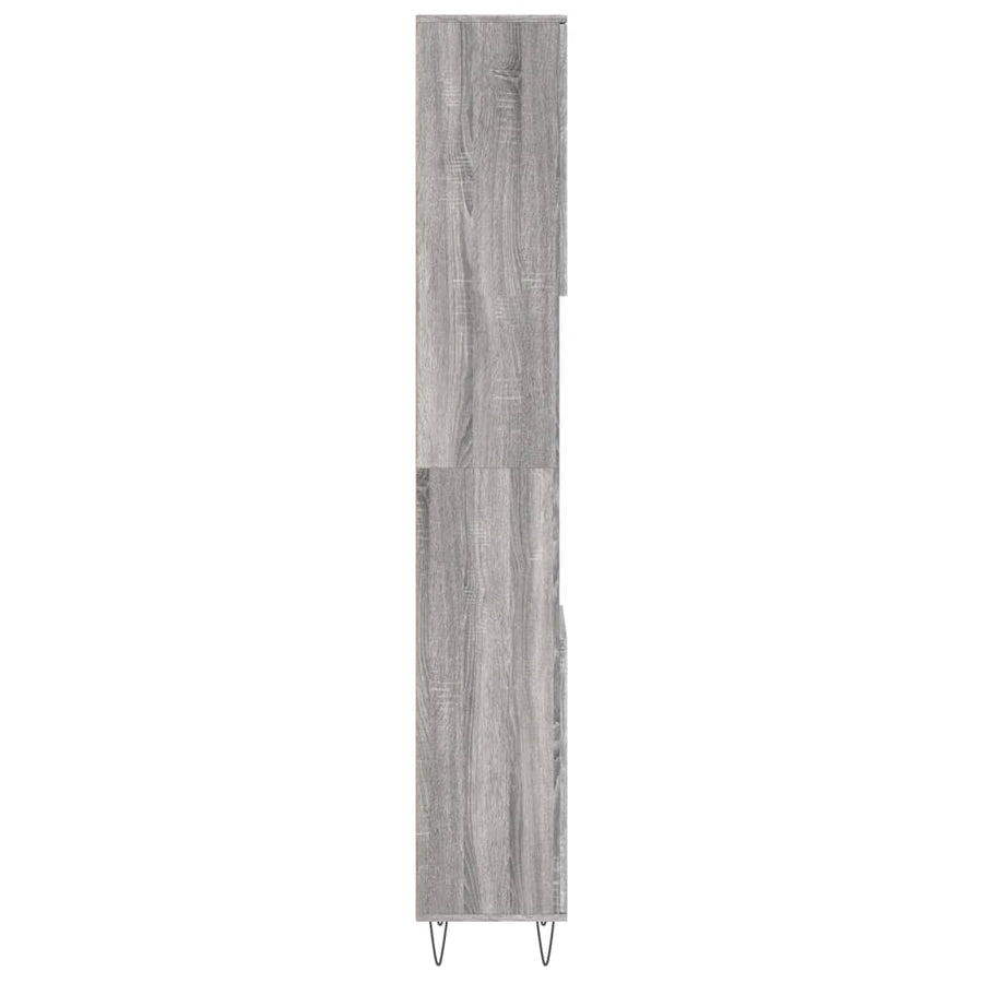 Badkamerkast 30X30X90 Cm Bewerkt Hout Eikenkleur Grijs sonoma