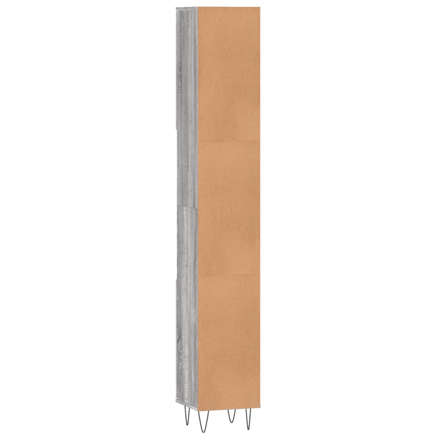 Badkamerkast 30X30X90 Cm Bewerkt Hout Eikenkleur Grijs sonoma