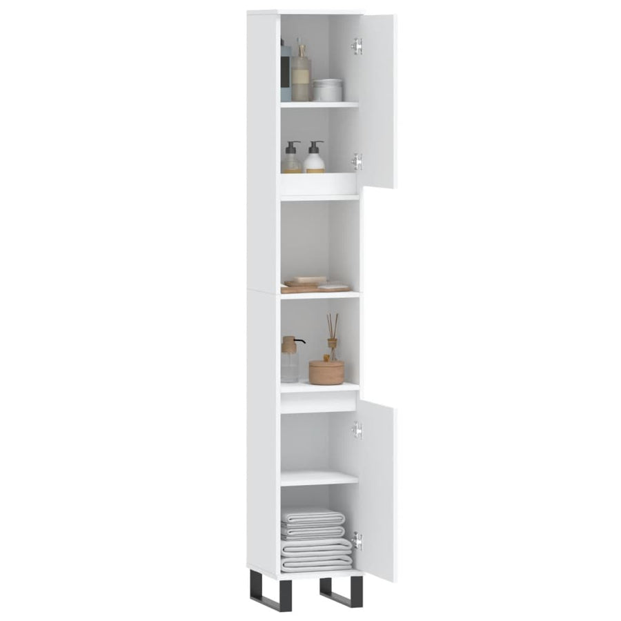 Badkamerkast 30X30X90 Cm Bewerkt Hout Wit
