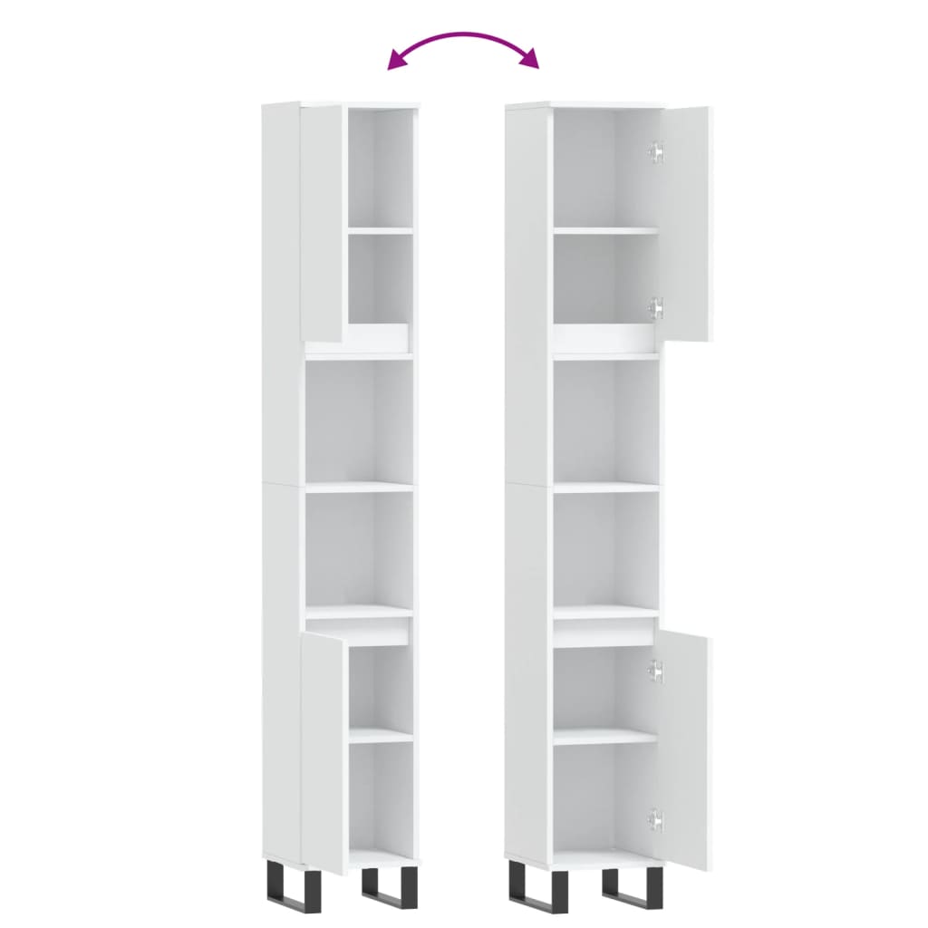 Badkamerkast 30X30X90 Cm Bewerkt Hout Wit