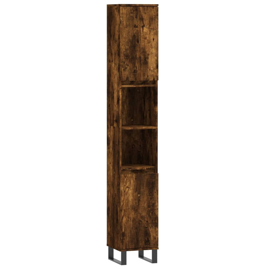 Badkamerkast 30X30X90 Cm Bewerkt Hout Kleurig Gerookt eiken