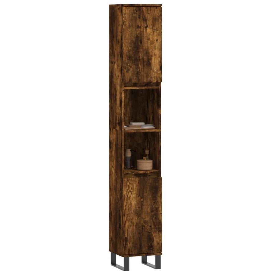 Badkamerkast 30X30X90 Cm Bewerkt Hout Kleurig Gerookt eiken