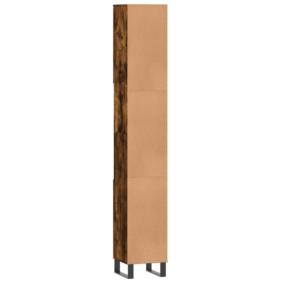 Badkamerkast 30X30X90 Cm Bewerkt Hout Kleurig Gerookt eiken