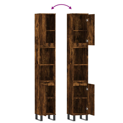 Badkamerkast 30X30X90 Cm Bewerkt Hout Kleurig Gerookt eiken