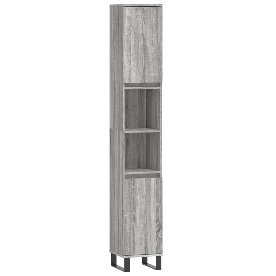 Badkamerkast 30X30X90 Cm Bewerkt Hout Eikenkleur Grijs sonoma