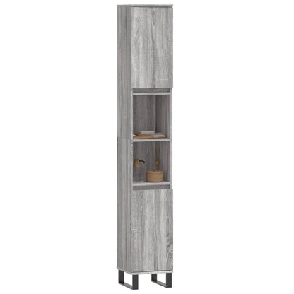 Badkamerkast 30X30X90 Cm Bewerkt Hout Eikenkleur Grijs sonoma