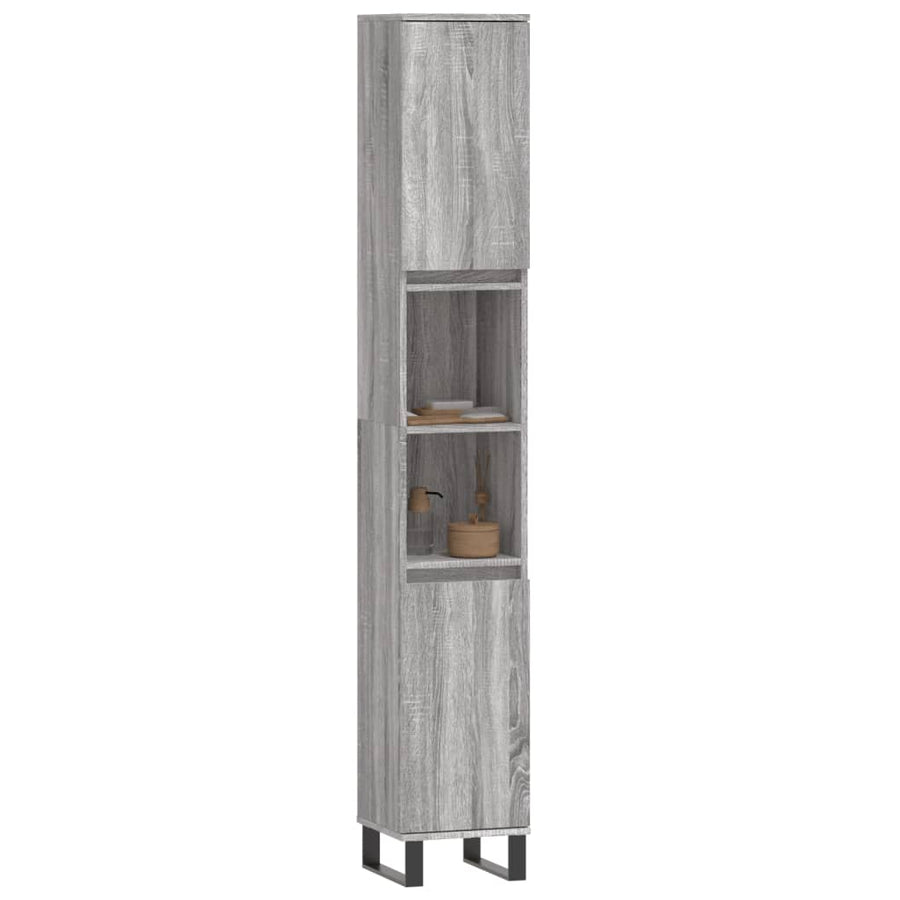 Badkamerkast 30X30X90 Cm Bewerkt Hout Eikenkleur Grijs sonoma