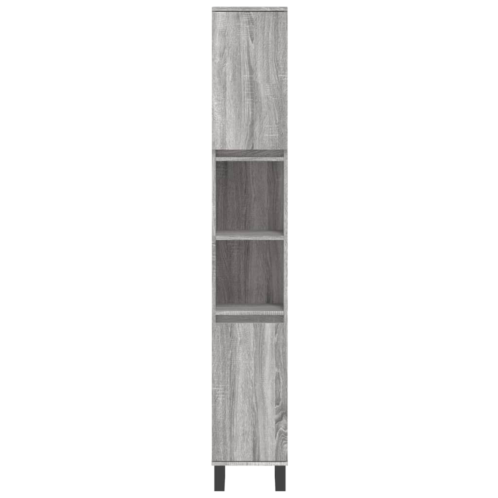 Badkamerkast 30X30X90 Cm Bewerkt Hout Eikenkleur Grijs sonoma