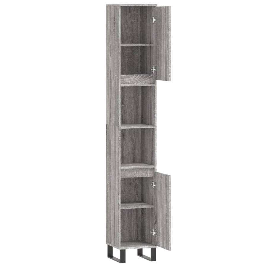 Badkamerkast 30X30X90 Cm Bewerkt Hout Eikenkleur Grijs sonoma