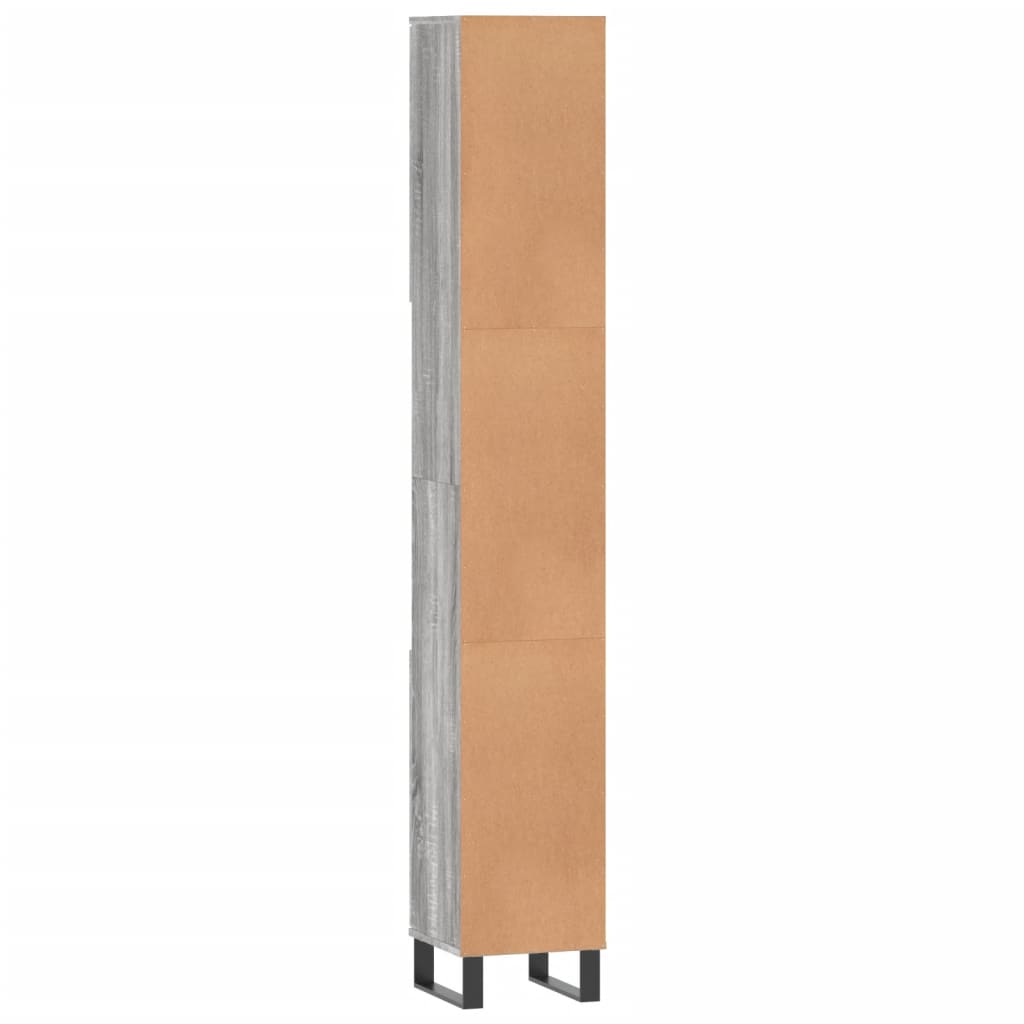 Badkamerkast 30X30X90 Cm Bewerkt Hout Eikenkleur Grijs sonoma