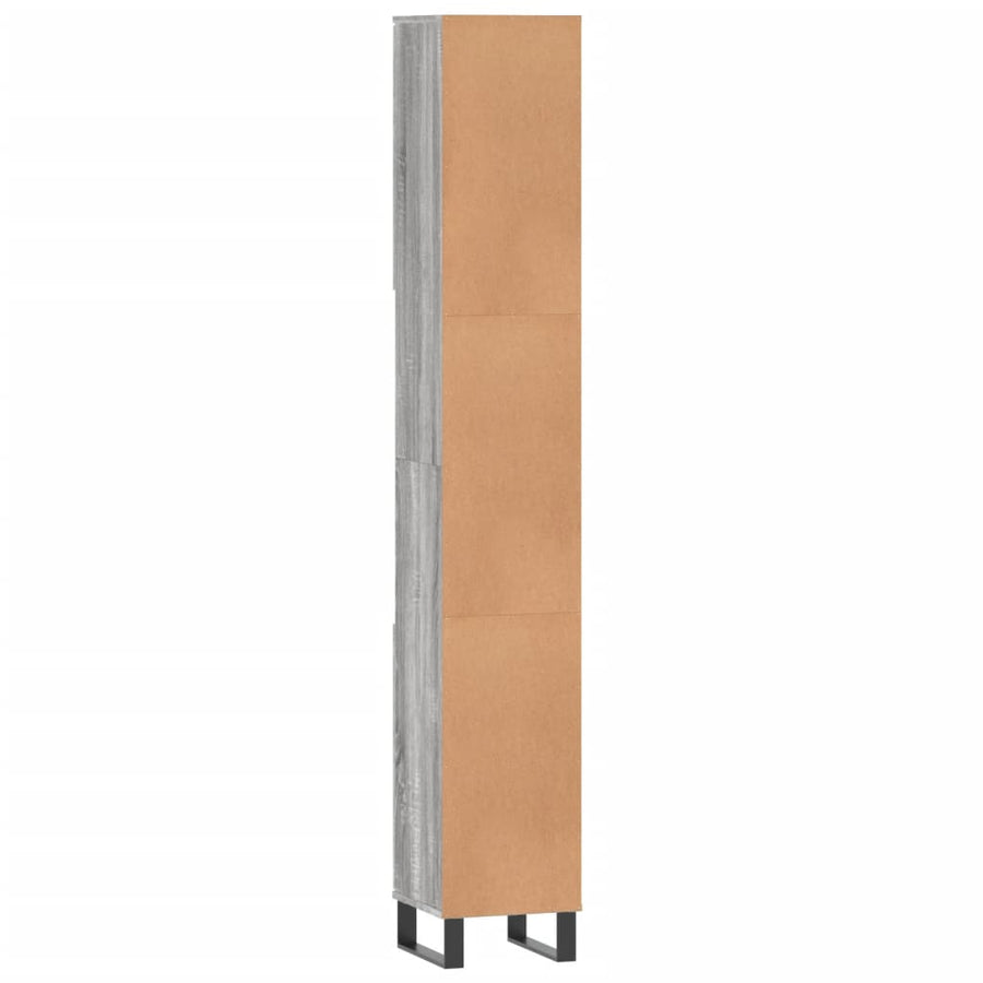 Badkamerkast 30X30X90 Cm Bewerkt Hout Eikenkleur Grijs sonoma