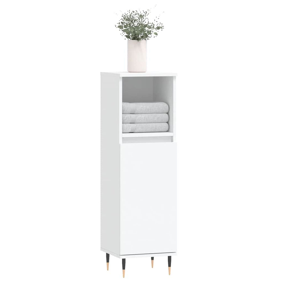 Badkamerkast 30X30X100 Cm Bewerkt Hout Wit