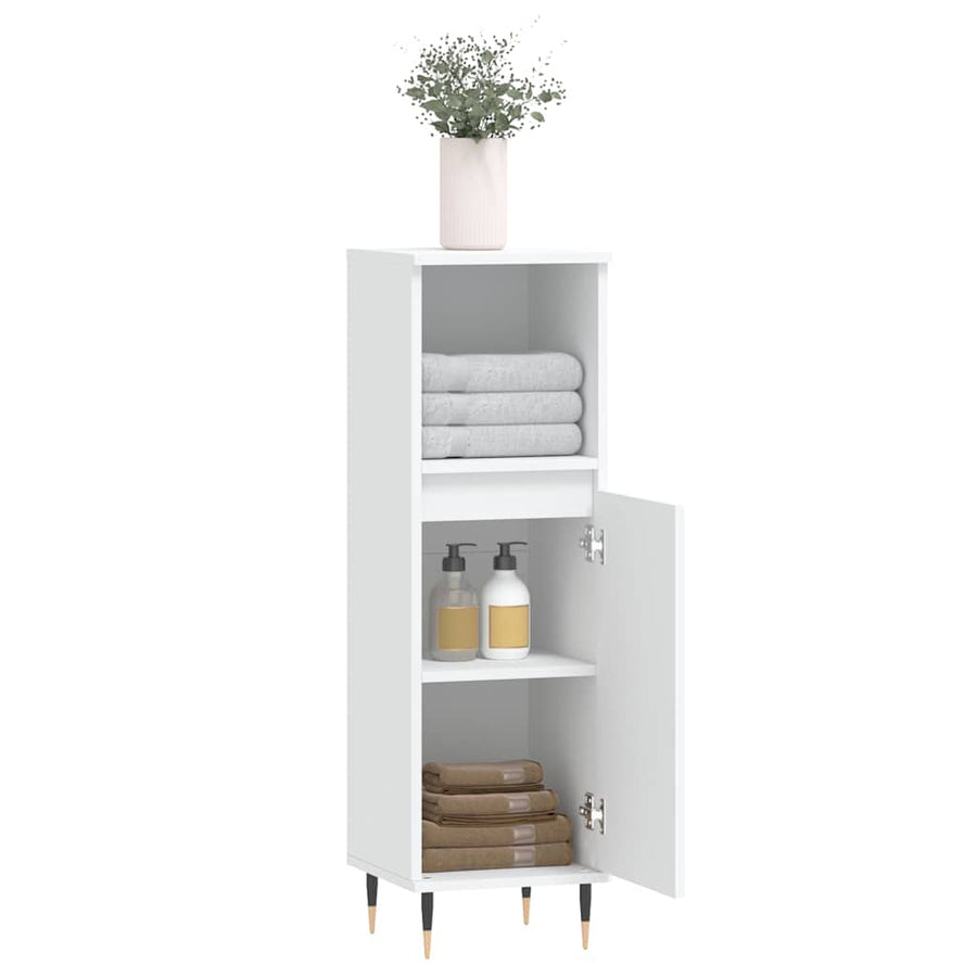 Badkamerkast 30X30X100 Cm Bewerkt Hout Wit